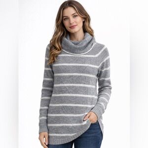 REITMANS Gray Striped Turtleneck Sweater